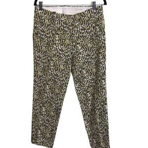 J. Crew Women's Cafe Capri Animal Print Mid-Rise Pants Size 2 Stylish & Comfy